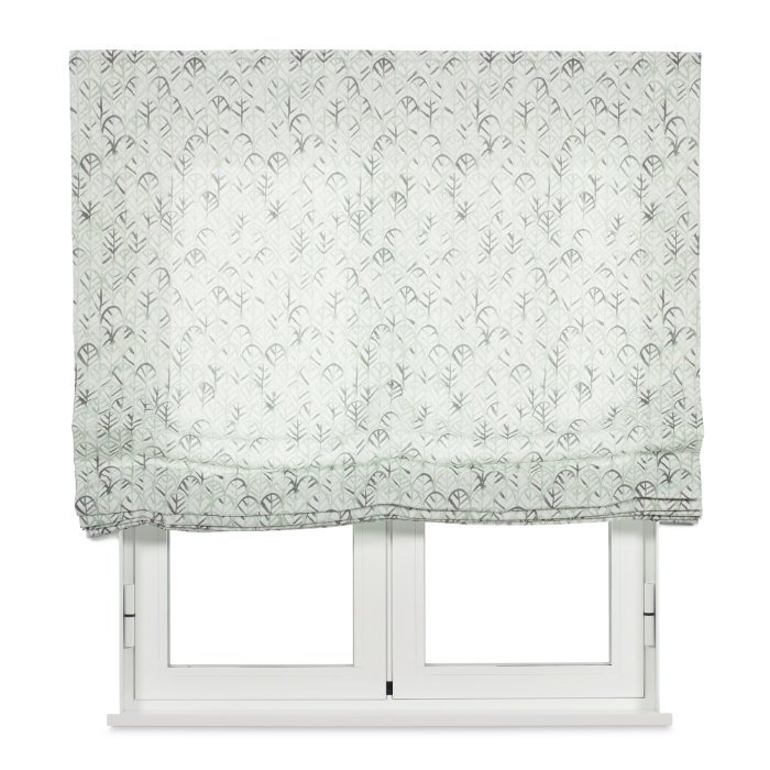 Green Leaf Filtering Roman Blind with Floral Theme