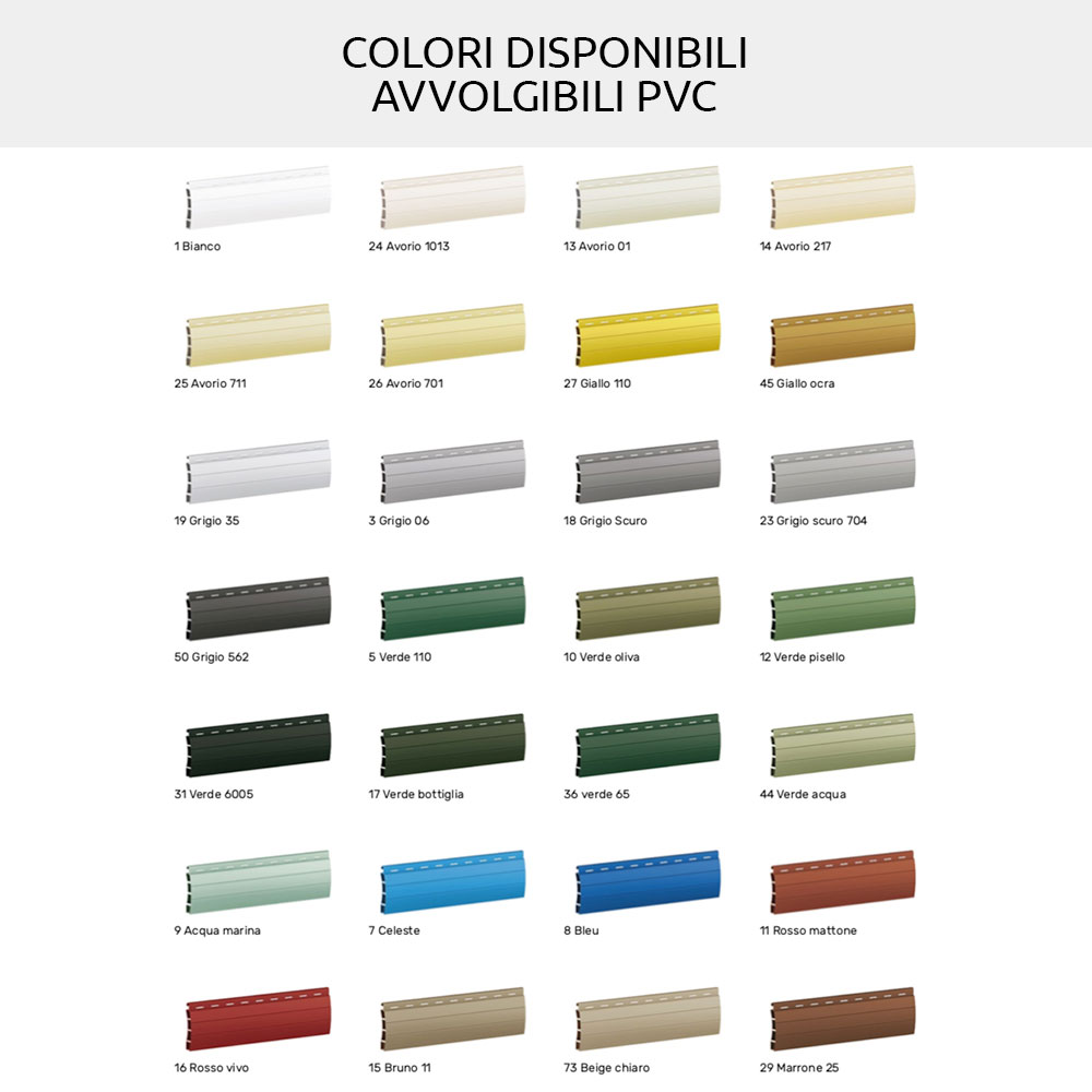 vari colori e misure Tapparella in PVC larghezza x altezza qui in colore Bruno Scuro e dimensioni 130x230 AWITALIA made in Italy 