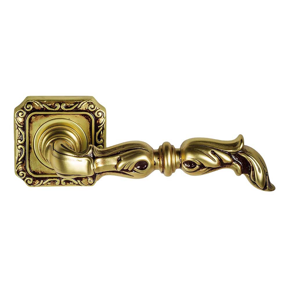 1105-9 Jumana class Maniglia per Porta su Rosetta Frosio Bortolo con Lavorazione a Foglie