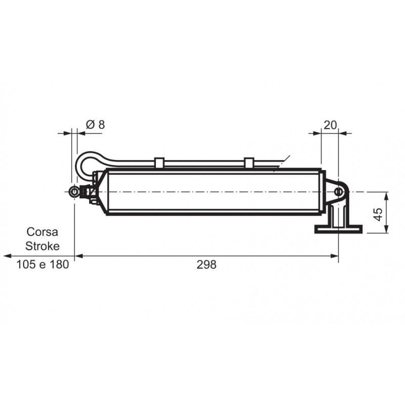 Attuatore a Stelo Mingardi Corsa 180mm per Lamelle Nacco o Palefrangisole