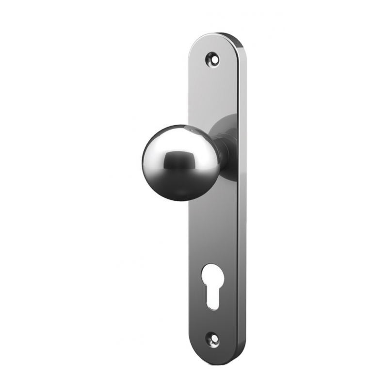 Pomolo Sfera con Placca in Acciaio Inox Tropex