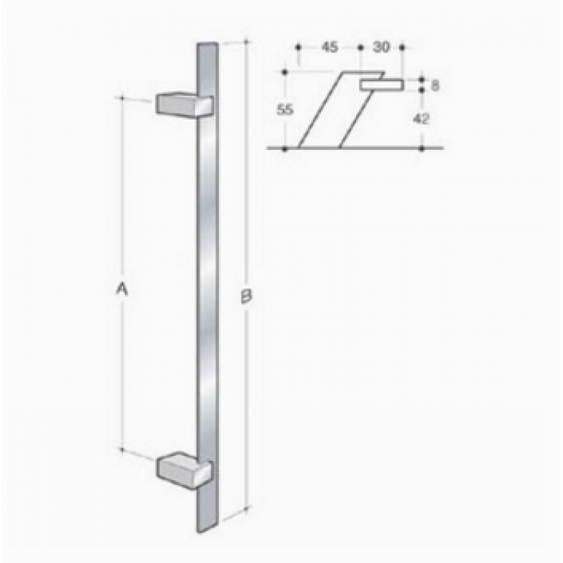 200.IT.091 pba Maniglione in Acciaio Inox AISI 316L