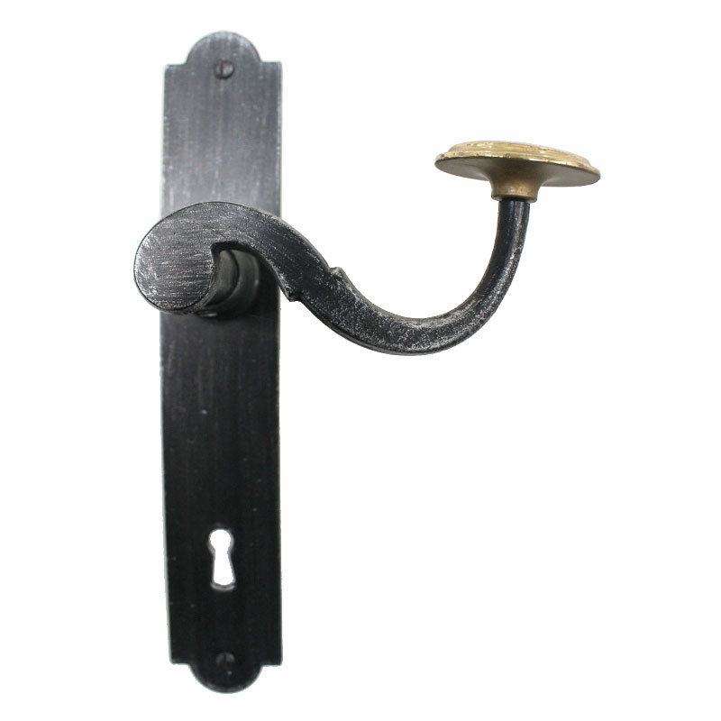 2061 Maniglia Semplice in Ferro Battuto per Porte su Placca Lorenz Ferart