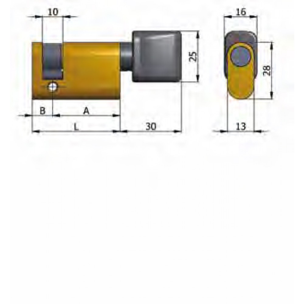 Art.144/03 Omec; Mezzo Cilindro con Pomolo Ottone Ovale