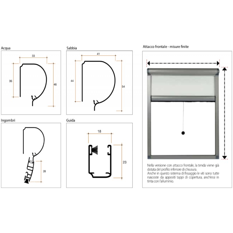 Acqua Tenda a Molla con Tessuto Filtrante in Poliestere Ingombro 34mm Living Bettio