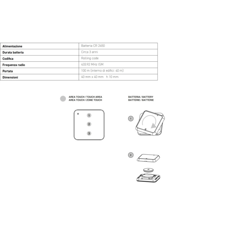 AF 870 Comunello Pulsante Radio Rolling Code 433,92MHz