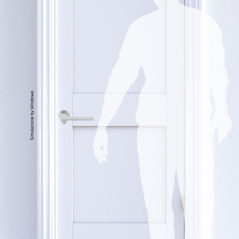 Ama Cromo Satinato Maniglia per Porta su Rosetta di Architettura Designer Andrea Maffei per Colombo Design