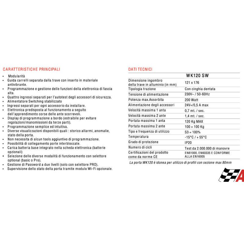 APRIMATIC WK120 Automazione Porta Scorrevole e Accessori