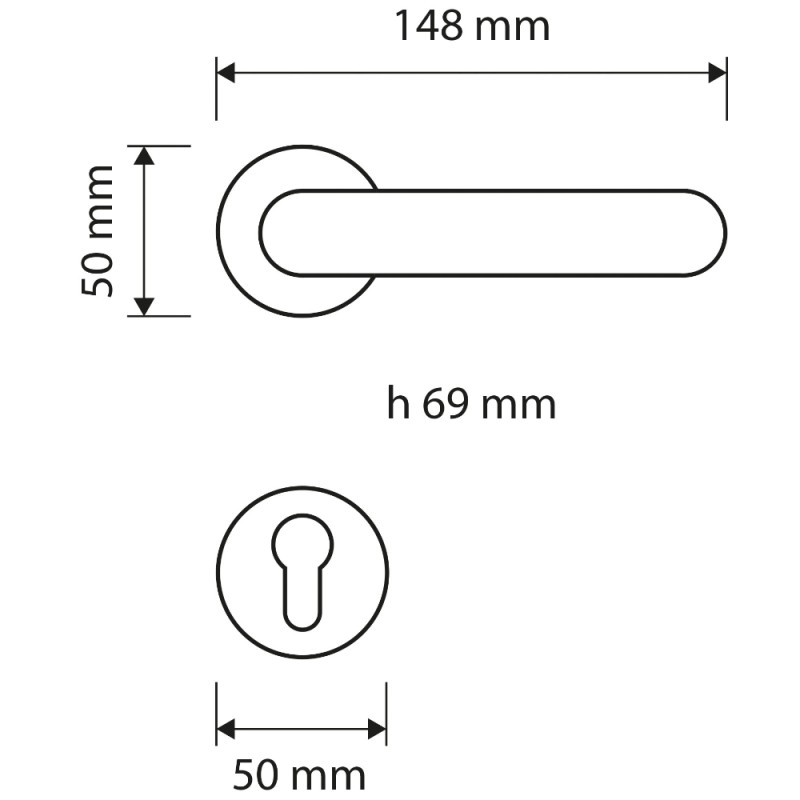 Axis Zincral Linea Calì - Maniglia per Porta con Rosetta Tonda