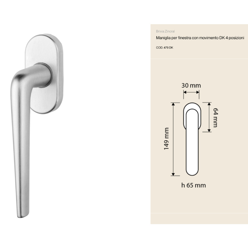 Brixia Zincral Linea Calì Maniglia per Finestra DK 4 Posizioni