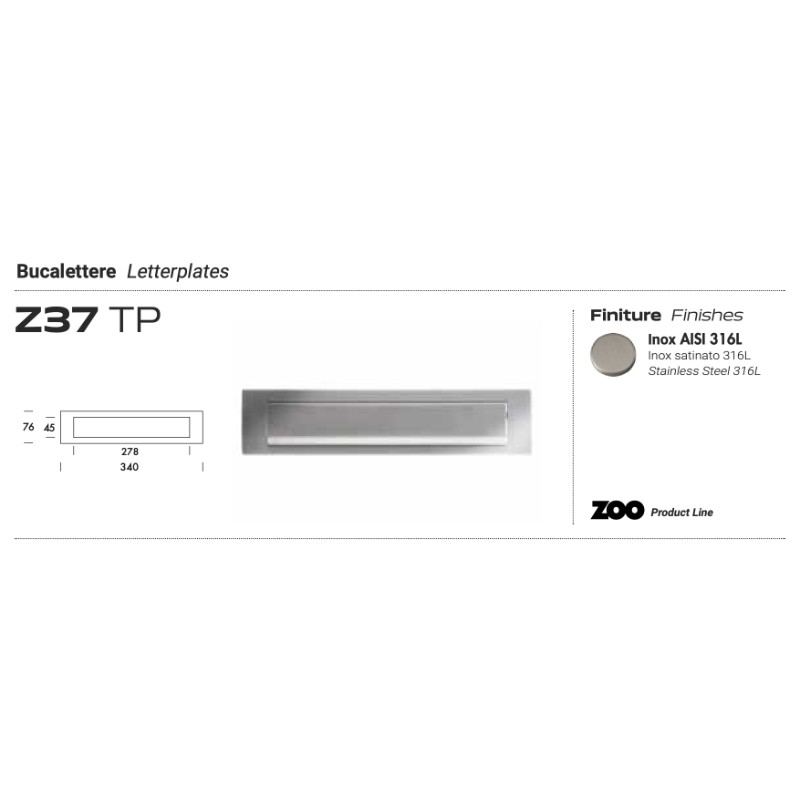 Bucalettere Reguitti Inox Z37 TP Placca in Acciaio