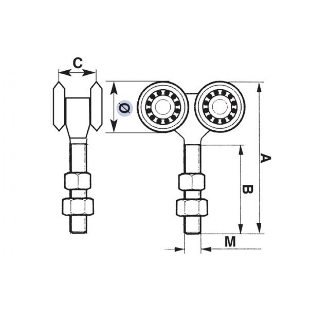 331/N IBFM Carrello Fisso Con 4 Cuscinetti