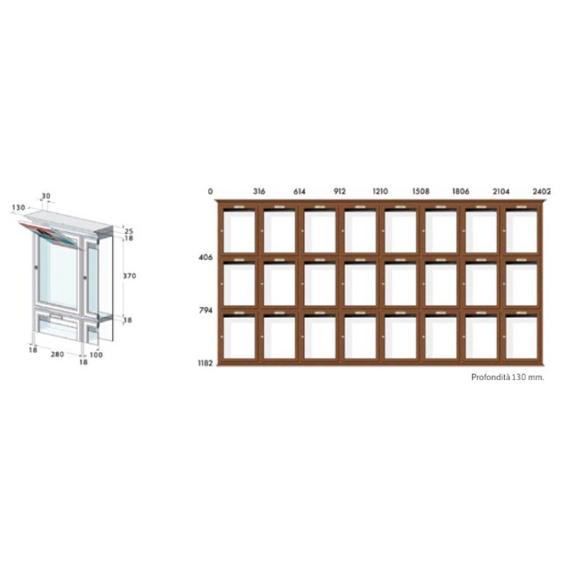 Casellario Postale in Legno Basso Spessore Linea Classic Piatto