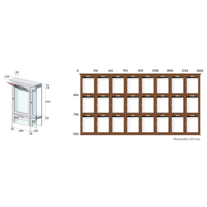 Casellario Postale in Legno Basso Spessore Linea Classic Piatto