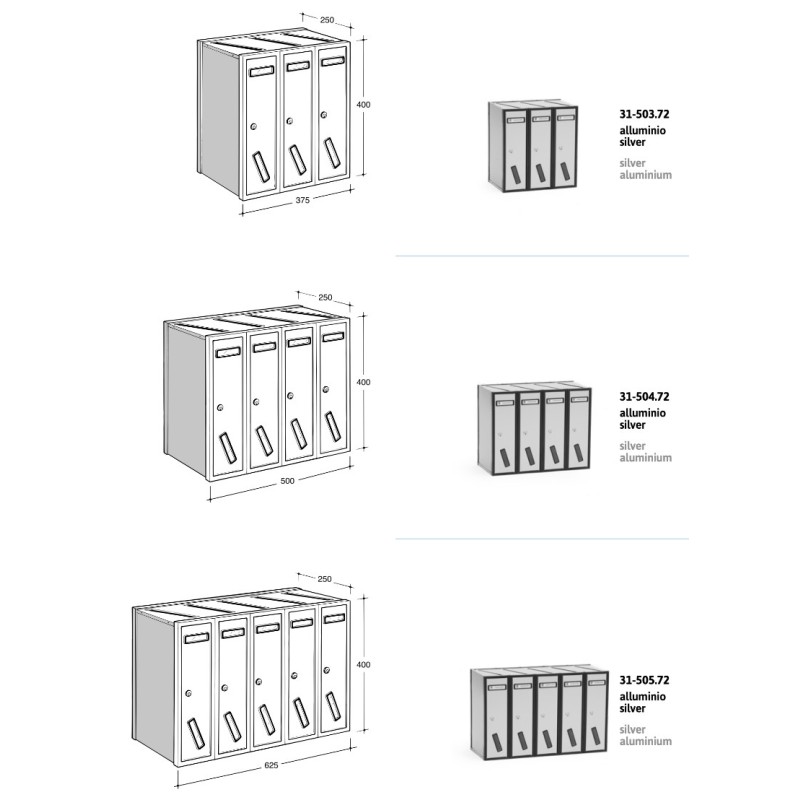 Casellari postali standard da esterno SC5 10 cassette