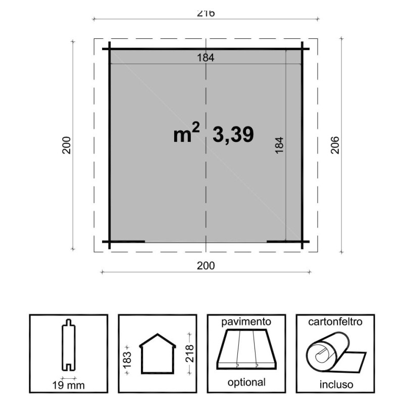 Casetta Porta Attrezzi in Legno 200x200 cm Giulia Losa