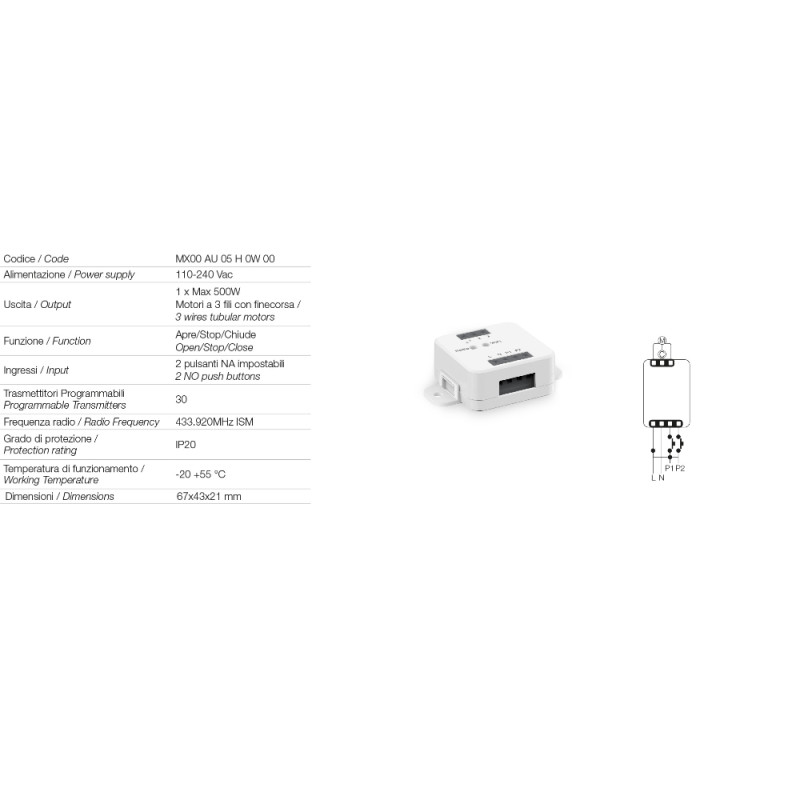 Centrale di Comando Comunello AF-800 per Attuatori 230Vac