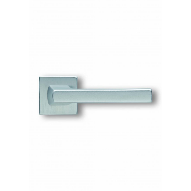 Coppia di Maniglie Ghidini Modello Archimede Argento F1-SAT Rosette e Bocchette