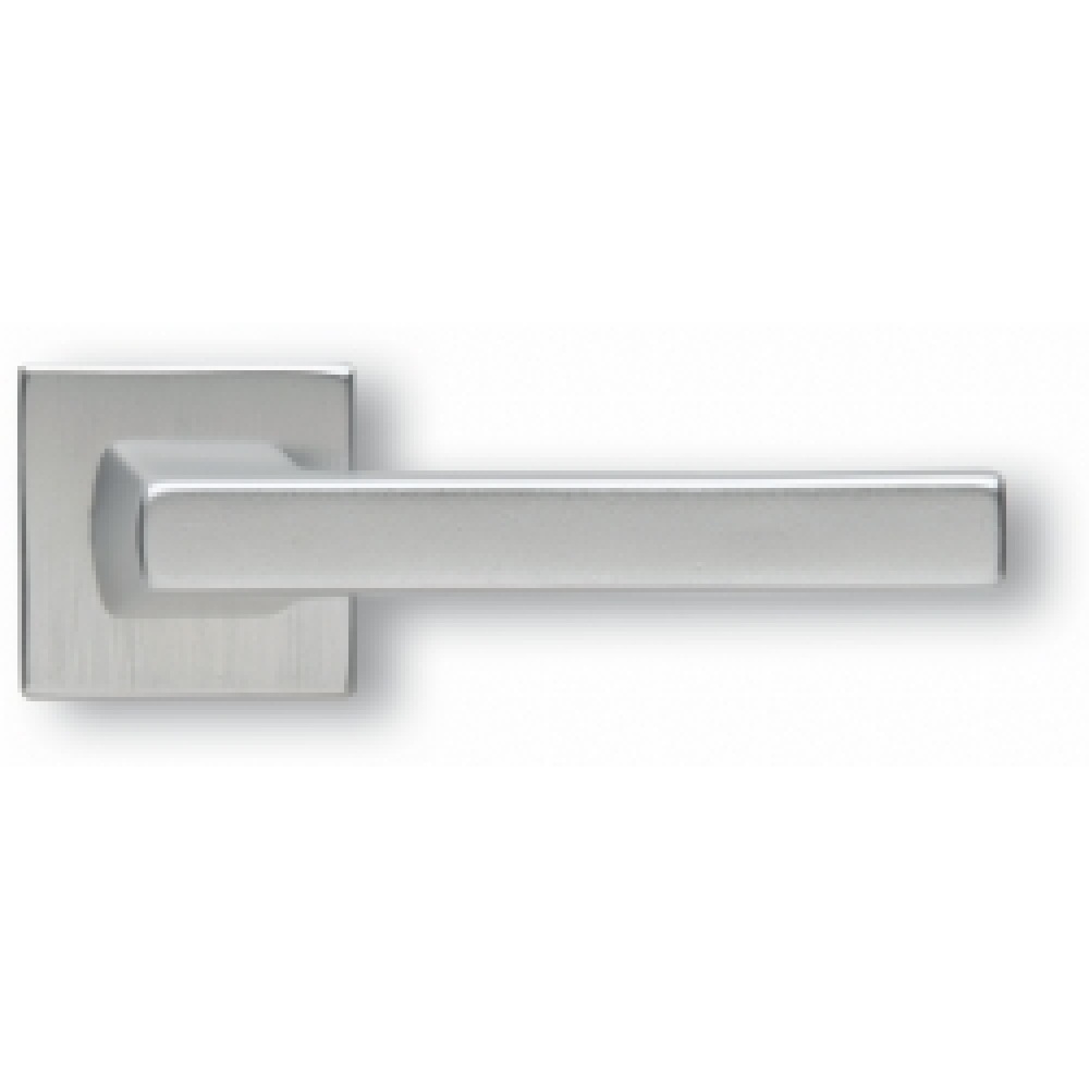 Coppia di Maniglie Ghidini Modello Archimede Argento F1-SAT Rosette e Bocchette