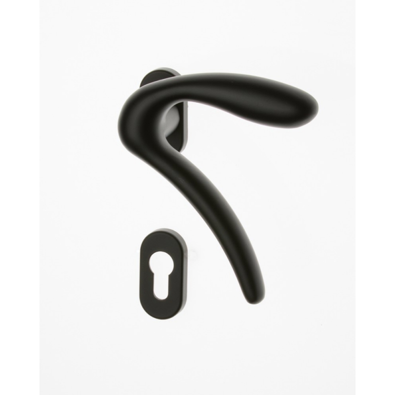 Coppia di Maniglie Ghidini Modello Leonardo ANO con Rosette e Bocchette Cilindro