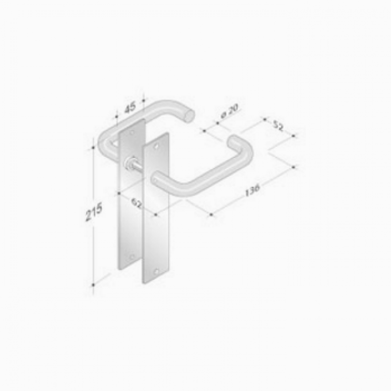 Coppia di Maniglie su Placca pba 2028B/2001 in Acciaio Inox AISI 316L