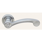 Cosmic Cromo Satinato Maniglia per Porta su Rosetta Linea Calì Crystal