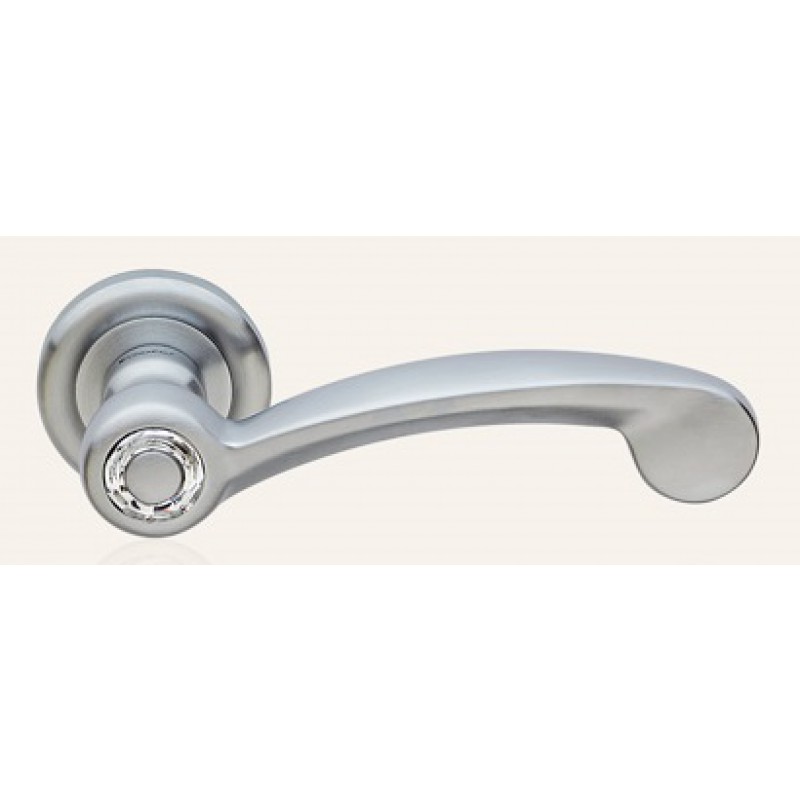 Cosmic Cromo Satinato Maniglia per Porta su Rosetta Linea Calì Crystal