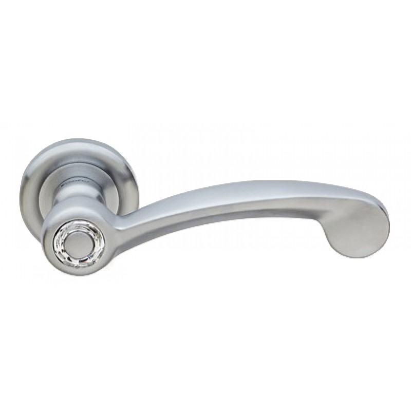 Cosmic Cromo Satinato Maniglia per Porta su Rosetta Linea Calì Crystal