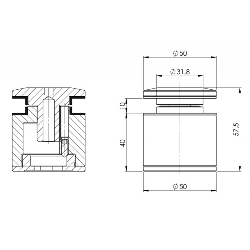 Distanziale per Parapetti PHC-40 Inox Aisi 316 SpeedyByCasma