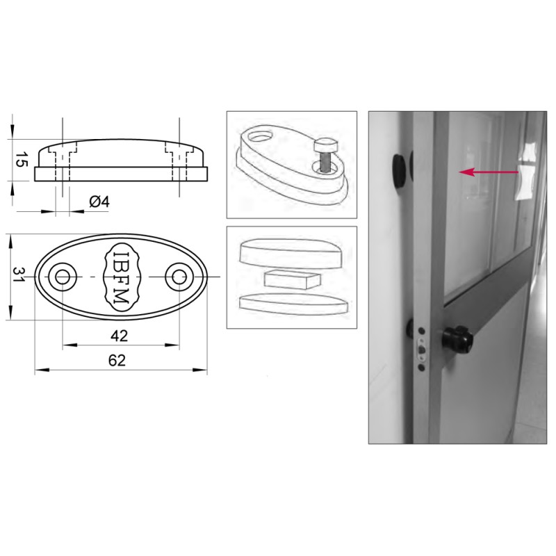 Fermaporte Magnetico per Porte in Ferro Legno o Alluminio IBFM