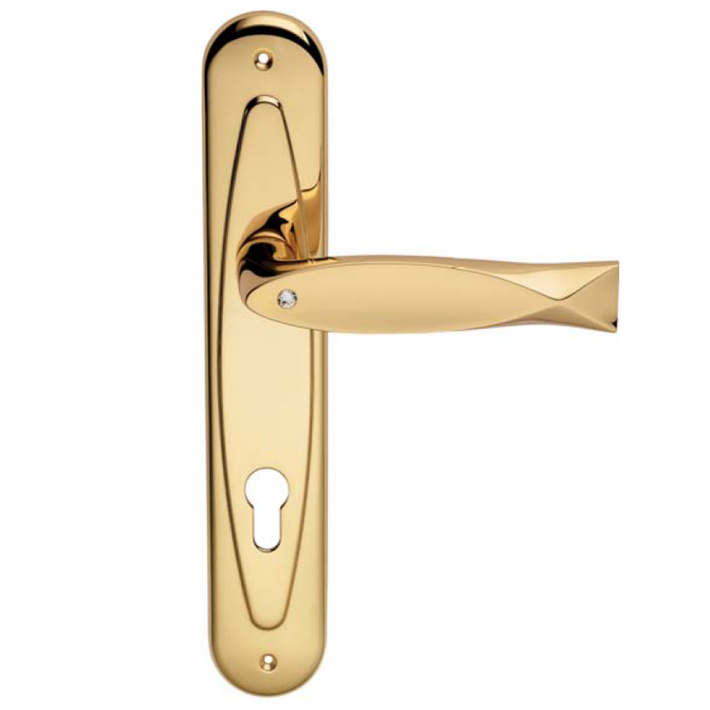 Fish Crystal Maniglia per Porta su Placca Linea Calì Crystal