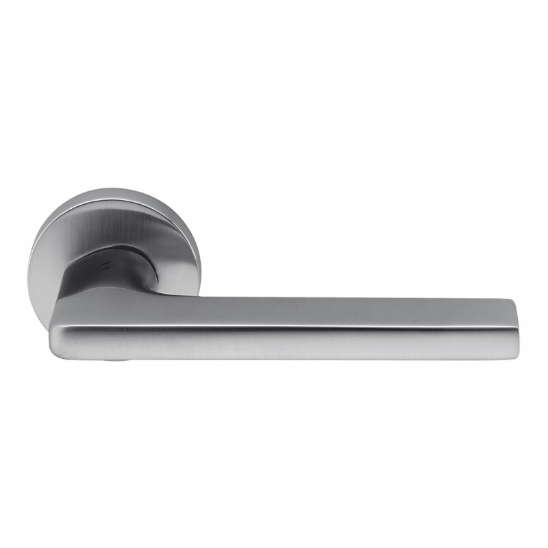 Gira Cromo Satinato Maniglia per Porta su Rosetta del Designer Jasper Morrison per Colombo Design