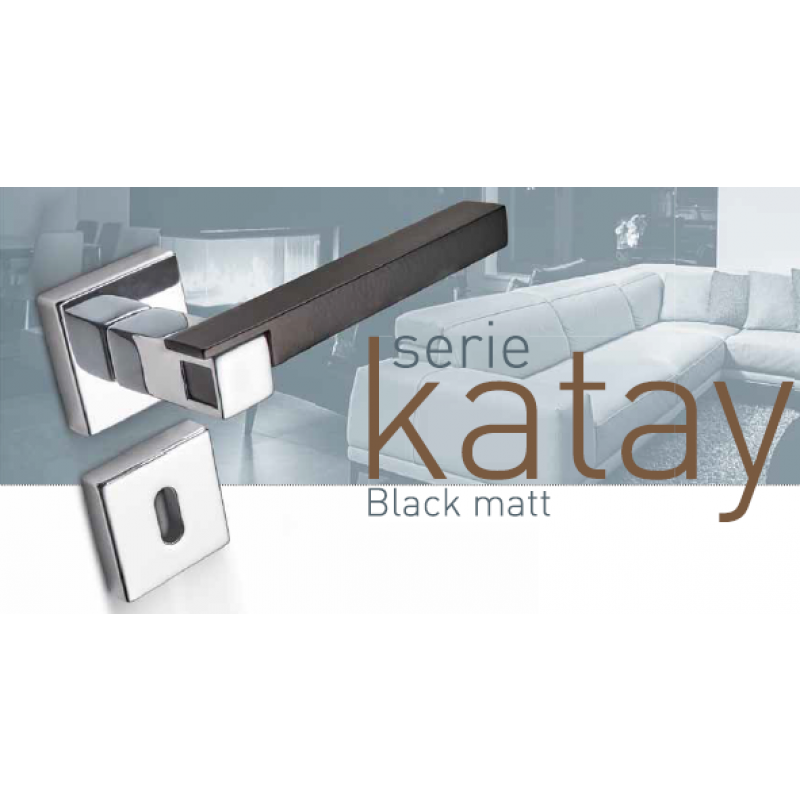 Katay Black Matt Smart Line Maniglia in Ottone con Rosetta e Bocchetta Quadra