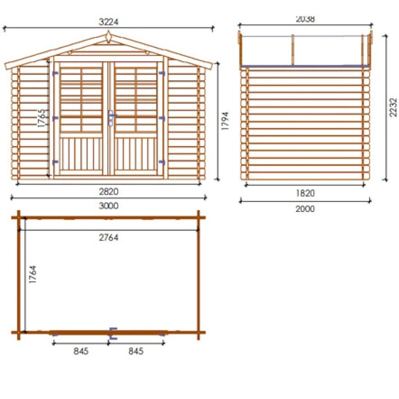 Kelly Losa Casetta in Legno da Giardino 300x200 cm