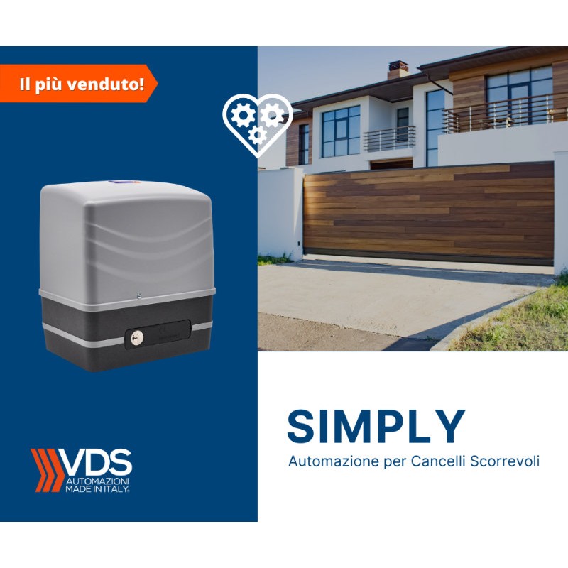 KIT SIMPLY VDS Motore per Cancelli Scorrevoli Fino a 600Kg 230V