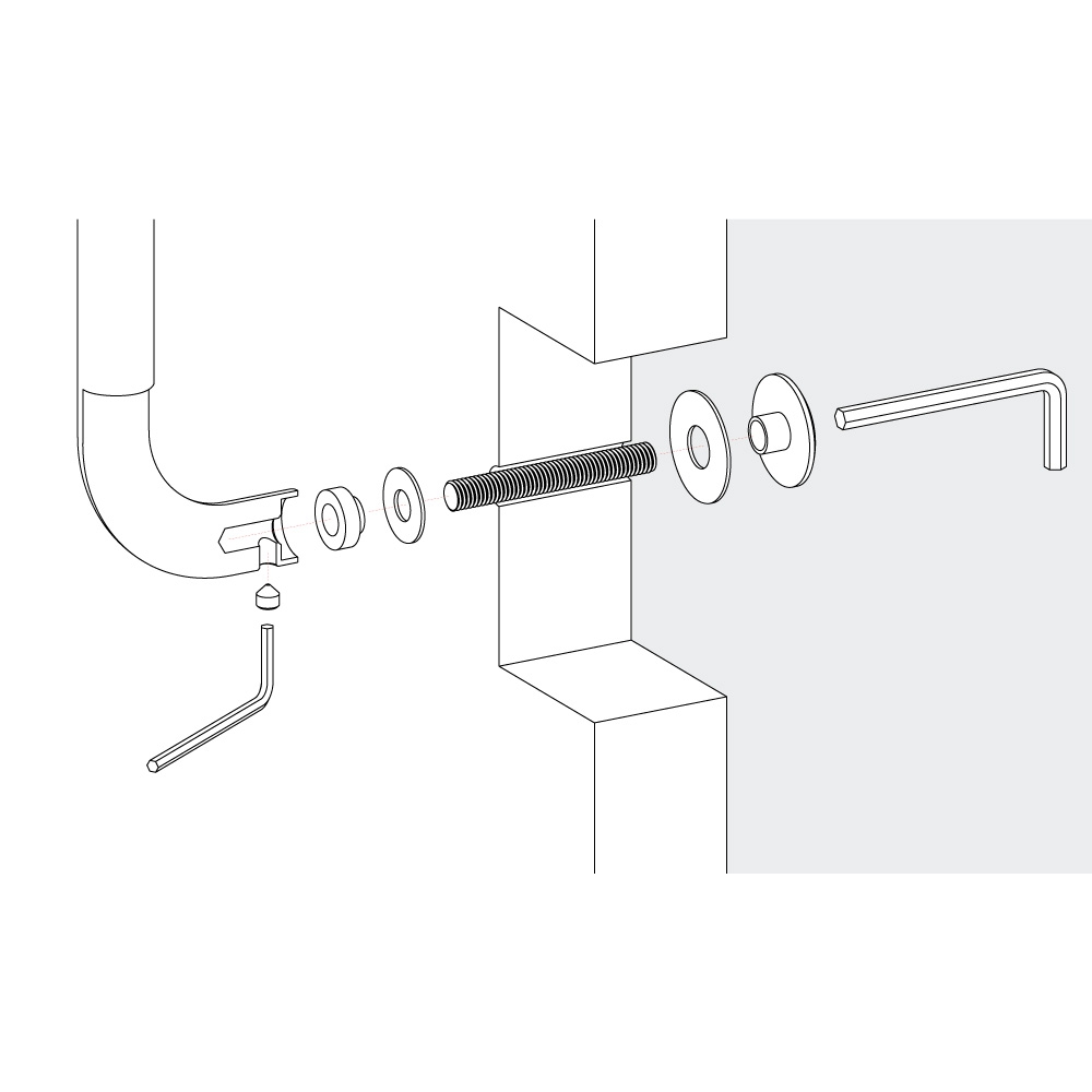 Kit Fissaggio Passante Singolo Maniglione Colombo per Porte Tutti Materiali