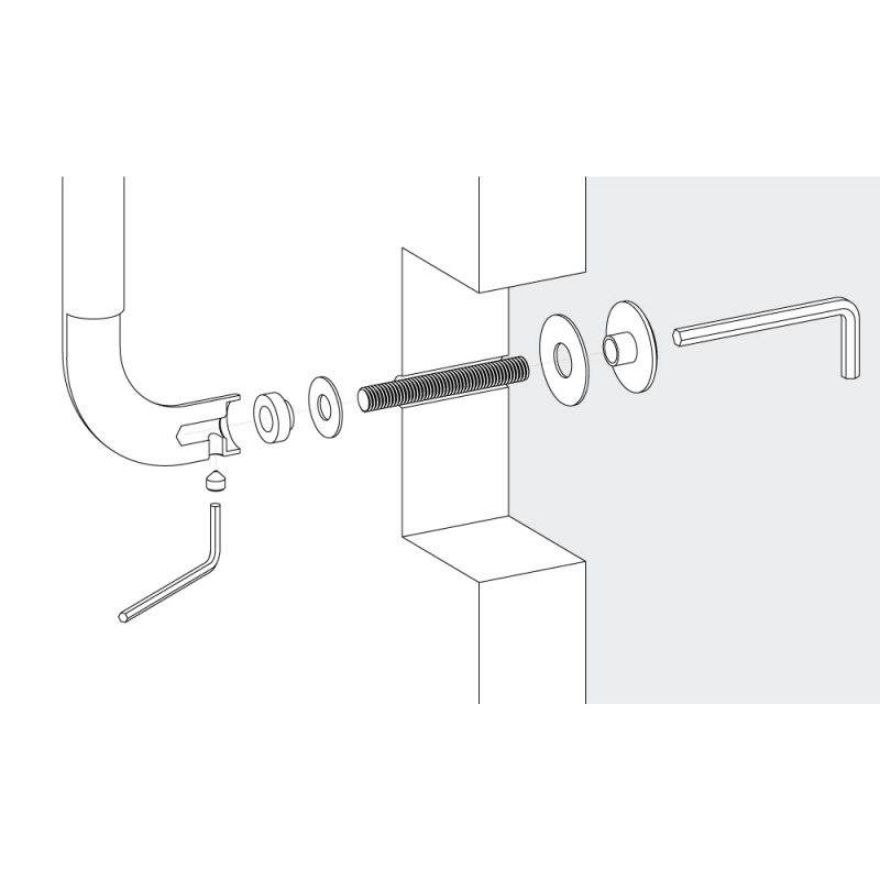 Kit Fissaggio Passante Singolo Maniglione Colombo per Porte Tutti Materiali