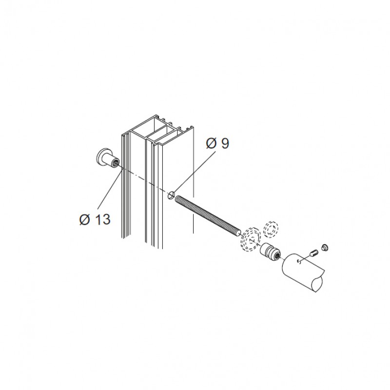 Kit Fissaggio pba 01 Maniglioni Singoli Passanti Porte Alluminio, Ferro, Legno