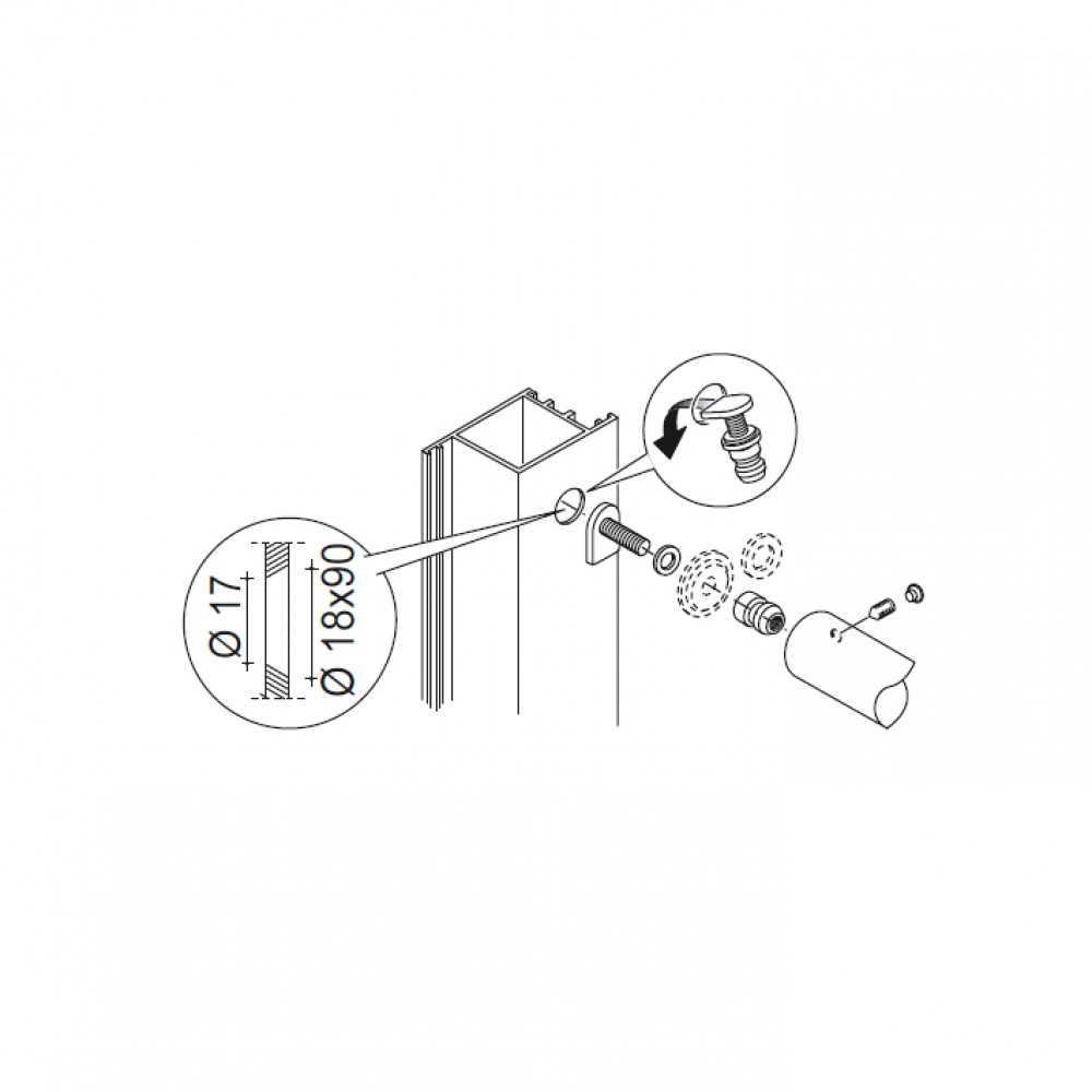 Kit Fissaggio pba 03 Maniglioni Singoli Non Passanti Porte ogni Materiale