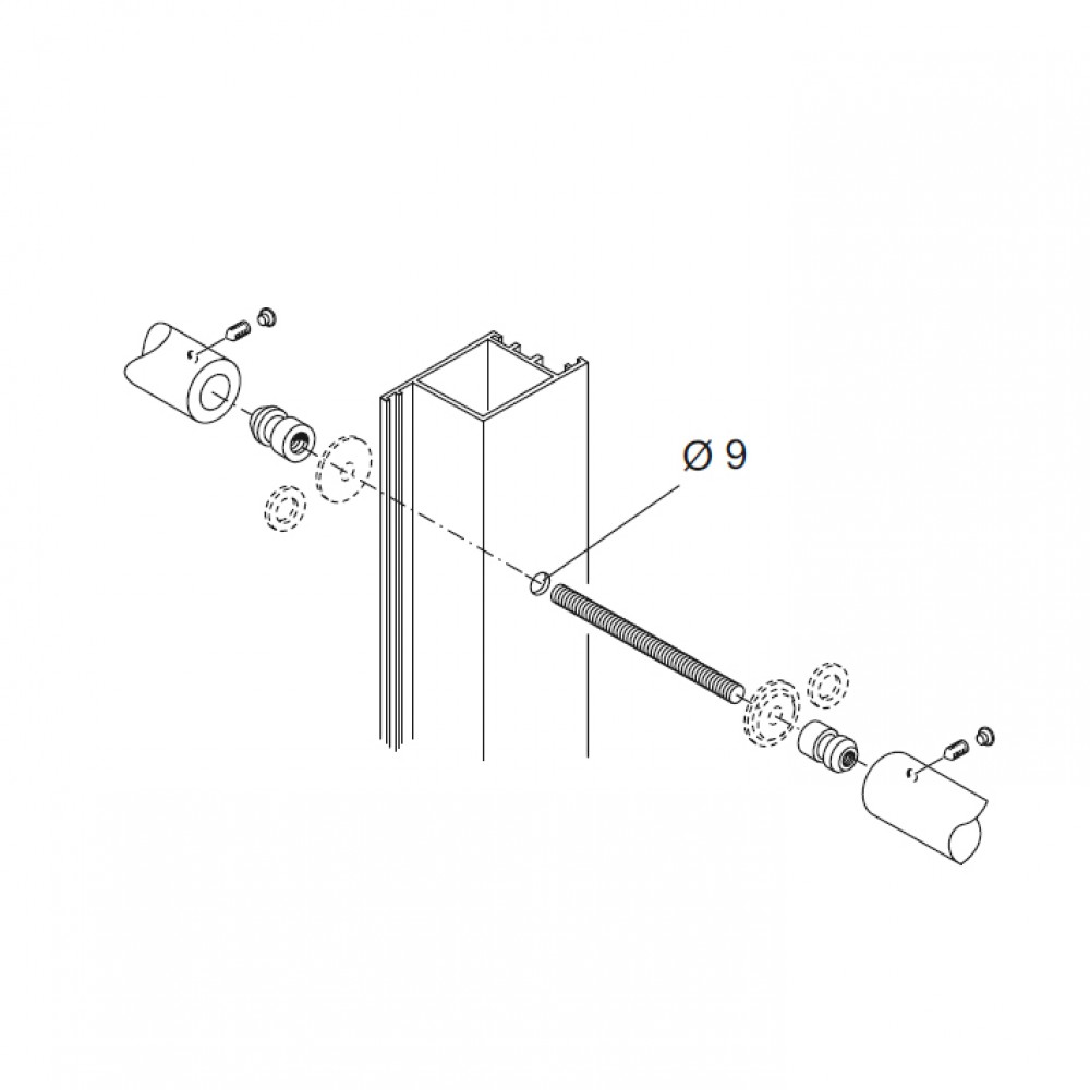 Kit Fissaggio pba 710 Coppia di Maniglioni per Porte in Alluminio Ferro Legno