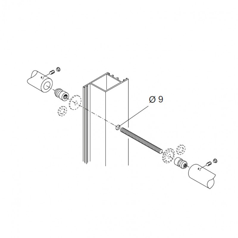 Kit Fissaggio pba 710 Coppia di Maniglioni per Porte in Alluminio Ferro Legno