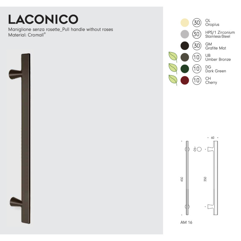 Laconico Colombo Design Maniglione per Porta Senza Rosette Alberto Meda
