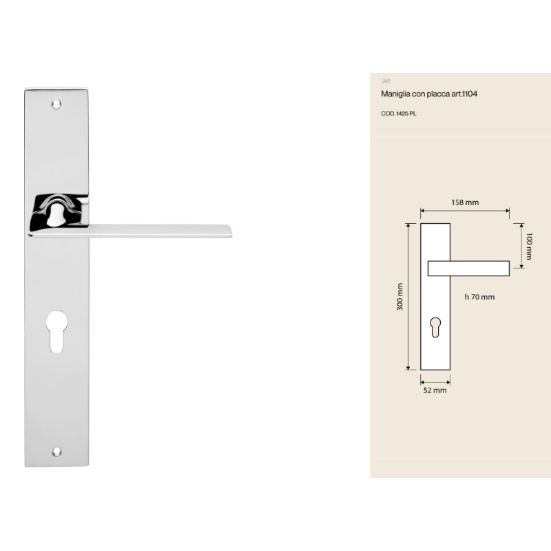 Maniglia con Placca Jet Linea Calì Design Moderno e Sottile