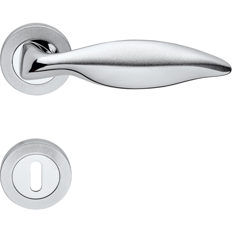 Maniglia Delfino Linea Calì per Porta Classica in Ottone con Rosetta