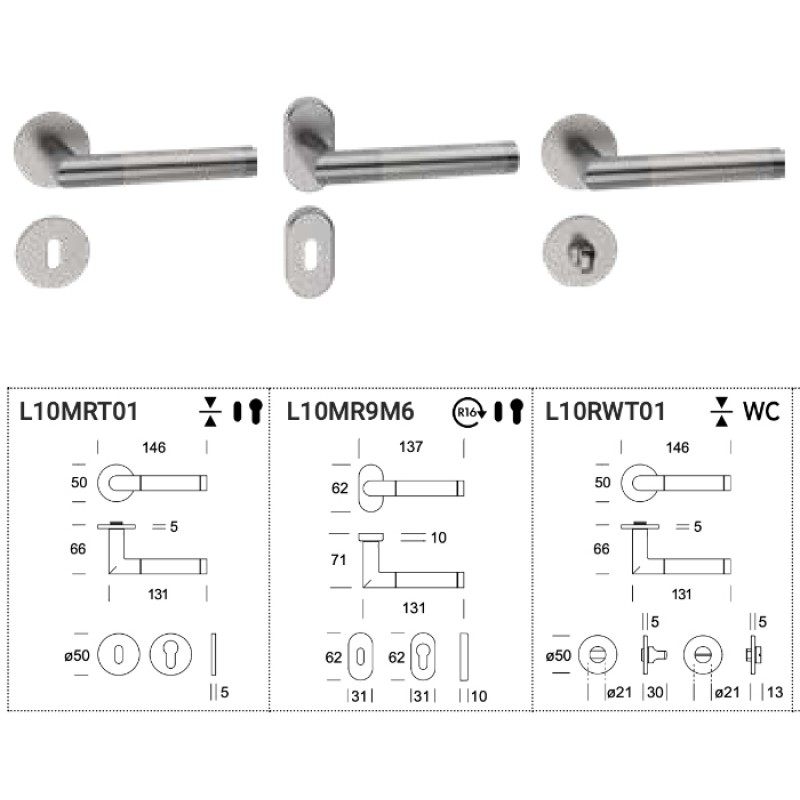 Maniglia Edimburgo Reguitti Inox L10 Slim in Acciaio
