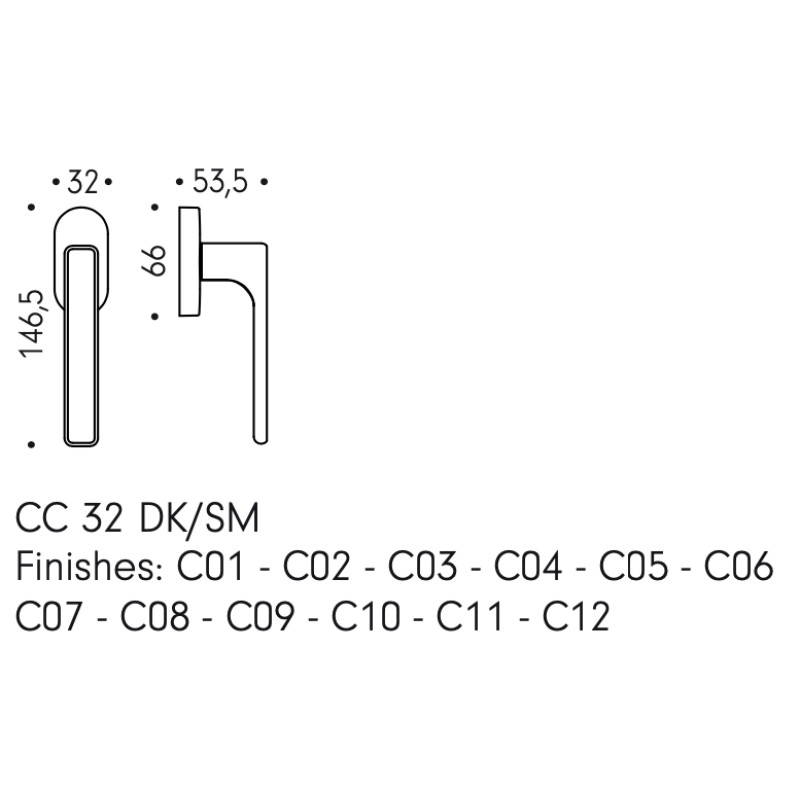 Maniglia Martellina per Finestra DUE MOOD Colombo Design DK