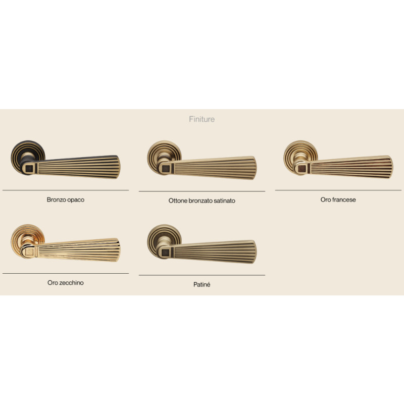 Maniglia Opera Linea Calì Stile Vintage Neoclassico Ottone con Rosetta