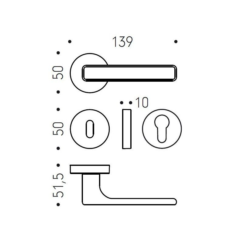 Maniglia per Porta DUE COLOMBO DESIGN MOOD Rosetta Tonda