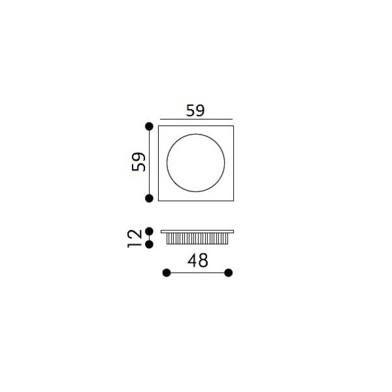 Maniglia Quadrata ad Incasso Arieni 222 Placca Quadra 59x59 mm