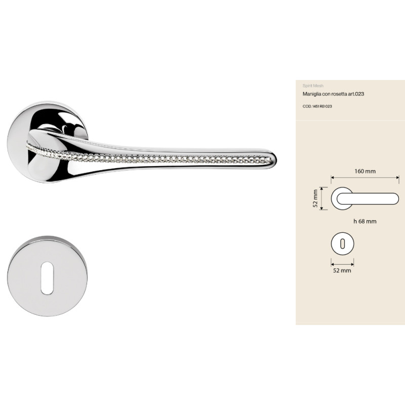 Maniglia Spirit Mesh Linea Calì con Striscia di Cristalli Swarovski
